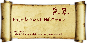 Hajnáczki Nónusz névjegykártya